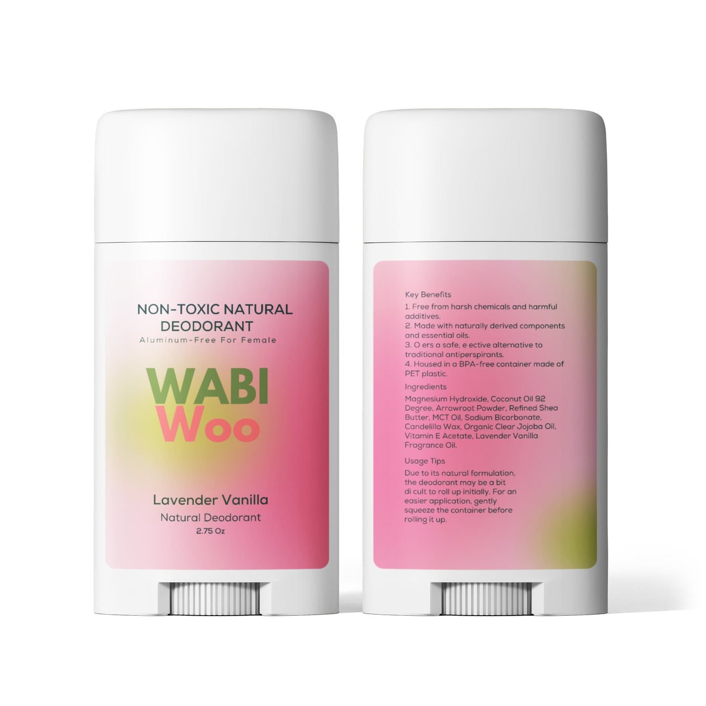 2 Pack Non-toxic Natural Deodorant, Aluminum-Free for Women