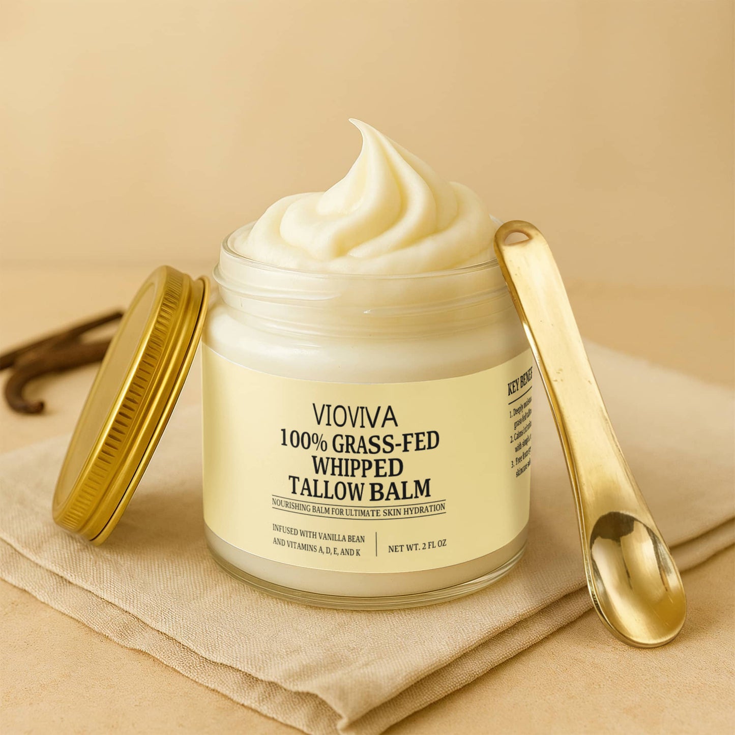 Whipped Grass-Fed Tallow Balm with Vanilla Bean